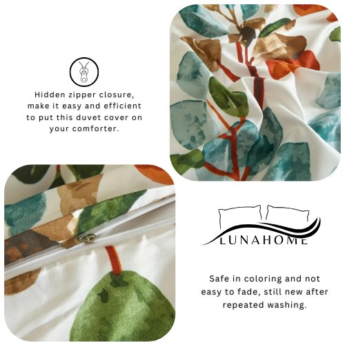 Queen size Bedding Set without filler 6 pieces , Green Color Leaves Design - BusDeals