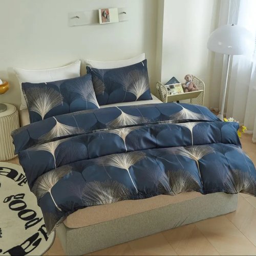 Queen/Double size 6 pieces Bedding Set without filler , Elegant Leaves Design - BusDeals