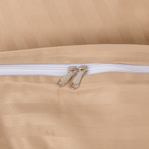 Satin Stripped King Size 6 Pieces Duvet Cover (without filling) Solid Golden Brown. - BusDeals