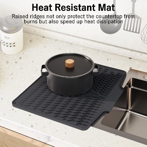 Silicone Dish Drying Mat with Drain Lip, 40*33cm Silicone Dish Drying Mat. - BusDeals