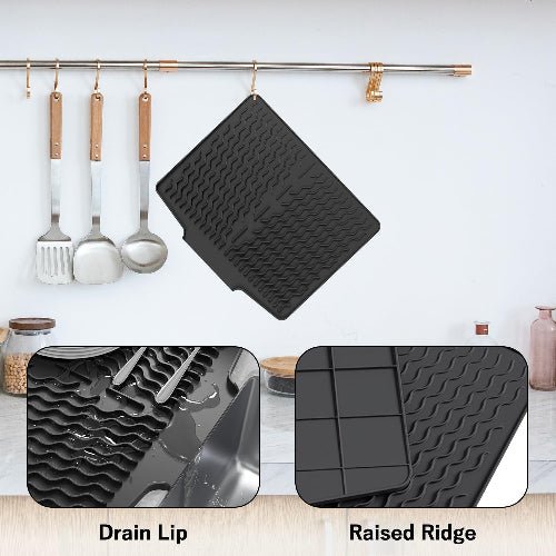 Silicone Dish Drying Mat with Drain Lip, 40*33cm Silicone Dish Drying Mat. - BusDeals