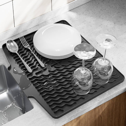 Silicone Dish Drying Mat with Drain Lip, 40*33cm Silicone Dish Drying Mat. - BusDeals