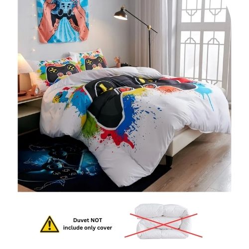 Single size 4 piece bedding set with duvet cover 3D white color. - BusDeals