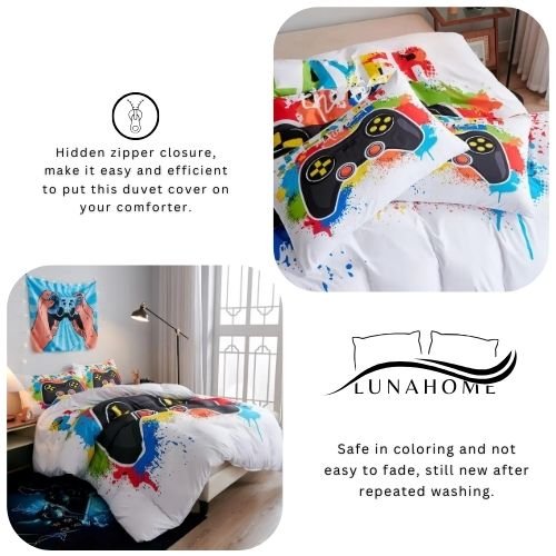 Single size 4 piece bedding set with duvet cover 3D white color. - BusDeals