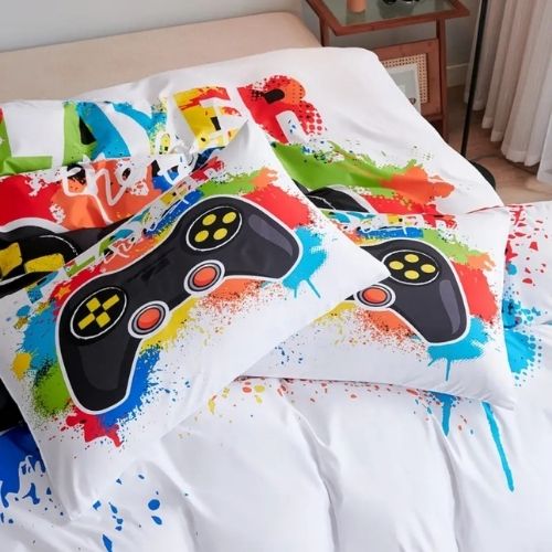 Single size 4 piece bedding set with duvet cover 3D white color. - BusDeals