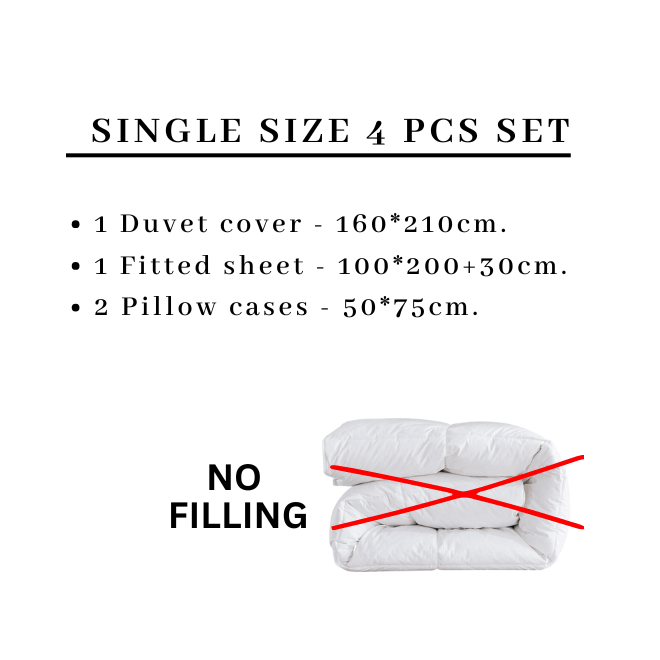 Single size, 4 - piece duvet cover set, rose design in a lovely shade of pink. - BusDeals