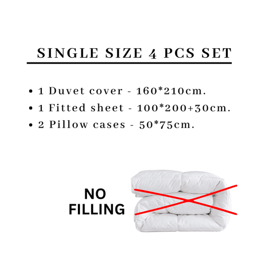 Single size, 4 - piece duvet cover set, rose design in a lovely shade of pink. - BusDeals