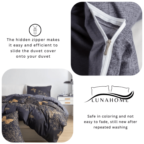 Single size 4 piece reversible butterfly design in brown and grey. - BusDeals