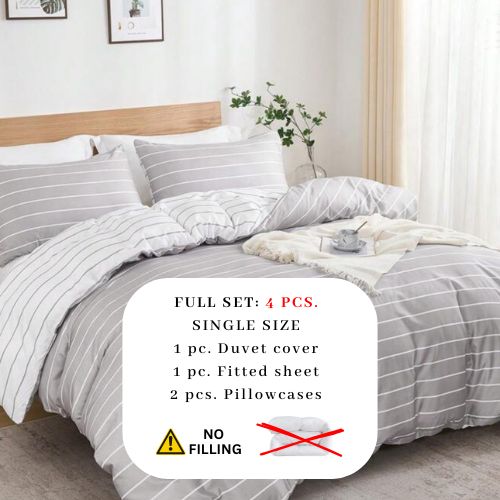 Single size 4 pieces, Bedding Set without filler, Posh Stripe Design. - BusDeals