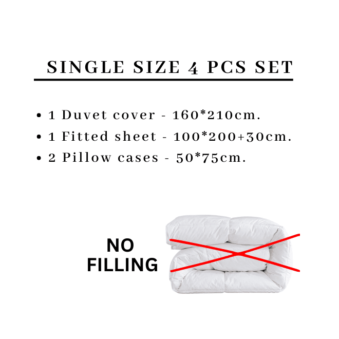 Single size 4 pieces Bedding Set without filler, Rhombs Design. - BusDeals