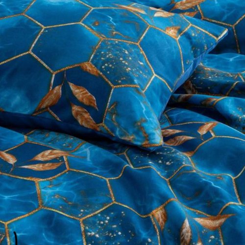 Single Size 4 pieces, Blue Marble Design Bedding set. - BusDeals