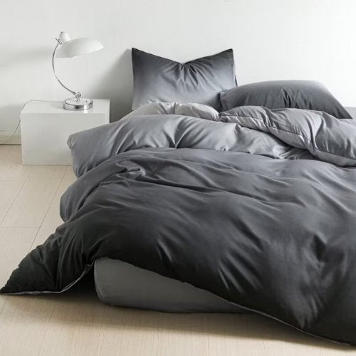 Single Size 4 pieces Duvet cover set, Ombré Dark Grey. - BusDeals