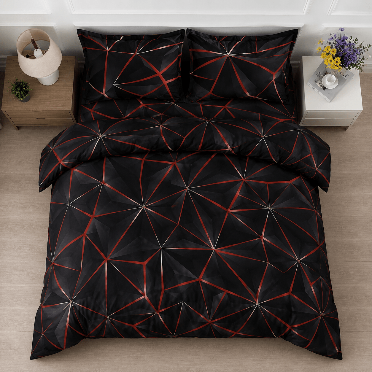Single Size 4 Pieces Geometric Design Duvet Cover Set Home Decor Bedding Set - BusDeals