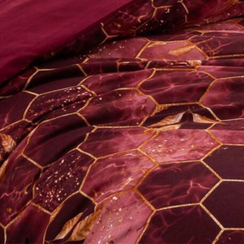Single Size 4 pieces, Maroon Marble Design Duvet cover set. - BusDeals