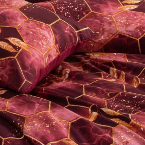 Single Size 4 pieces, Maroon Marble Design Duvet cover set. - BusDeals