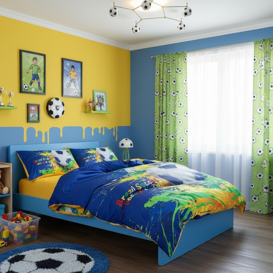 Single Size, Duvet Cover, Bedding Set of 4 Pieces, Soccer Ball 3D Design. - BusDeals