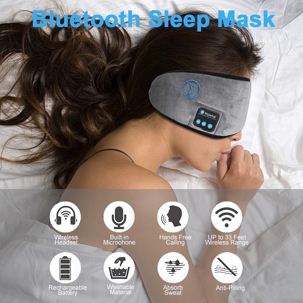 Smart Eye Mask Sleep Eye Pad with BT Speaker, Grey Color. - BusDeals