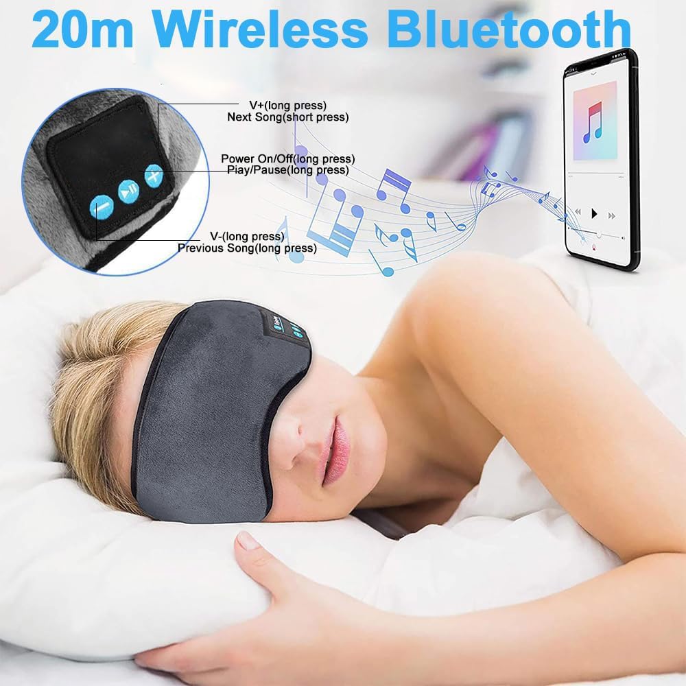 Smart Eye Mask Sleep Eye Pad with BT Speaker, Grey Color. - BusDeals