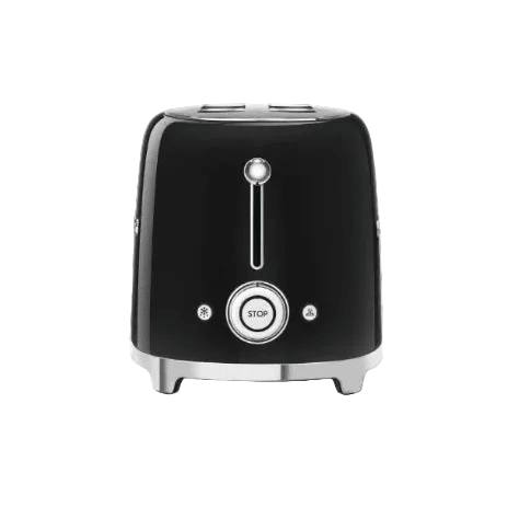 Smeg 50's Style 2 Slice, 2 Slot Toaster, 950 W Power, Sliding Lever, 6 Toasting Levels, Crumb Tray, Automatic Pop - Up, 220 - 240 Voltage, 50/60 Hz, Glossy Black | TSF01BLUK - BusDeals