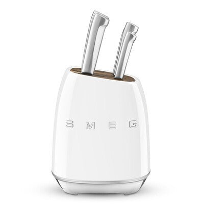 SMEG Knife Set KBSF02WH – Premium 6 - Piece Stainless Steel Knife Block, Italian Design, Ergonomic Handles, Durable and Sharp Blades, White. - BusDeals