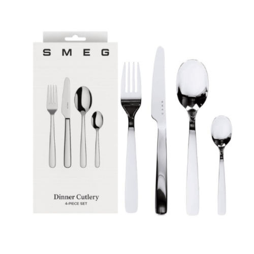 SMEG - Stainless Steel Dinner Cutlery 4 Piece Set - Silver - BusDeals