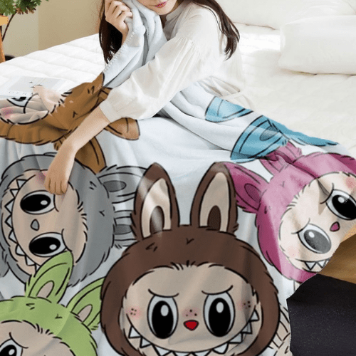 Throw Labubu Blanket Super Soft, Multi Color. - BusDeals