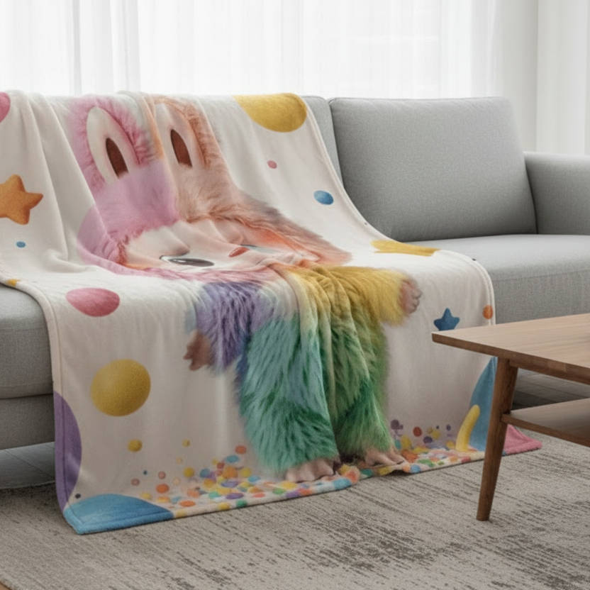 Throw Labubu Blanket Super Soft, Pink Color. - BusDeals