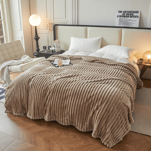 Throw Striped Blanket Super Soft, Brown Color. - BusDeals