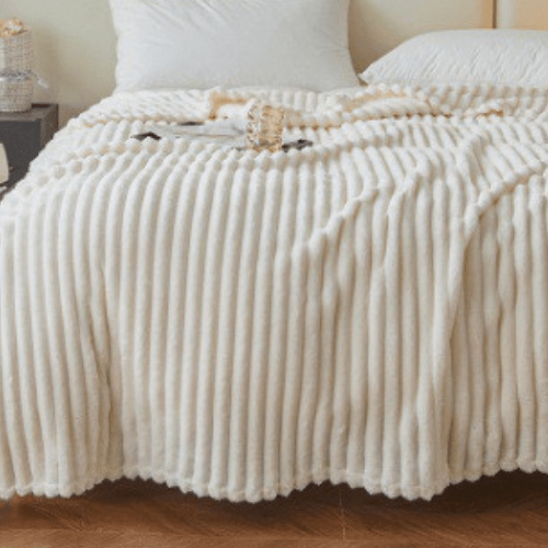 Throw Striped Blanket Super Soft, Milk Color. - BusDeals