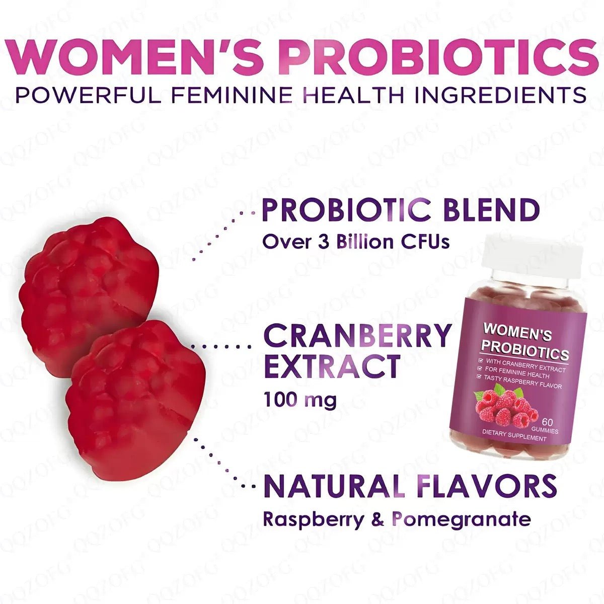 Women's Probiotic Gummies Raspberry Flavor - BusDeals