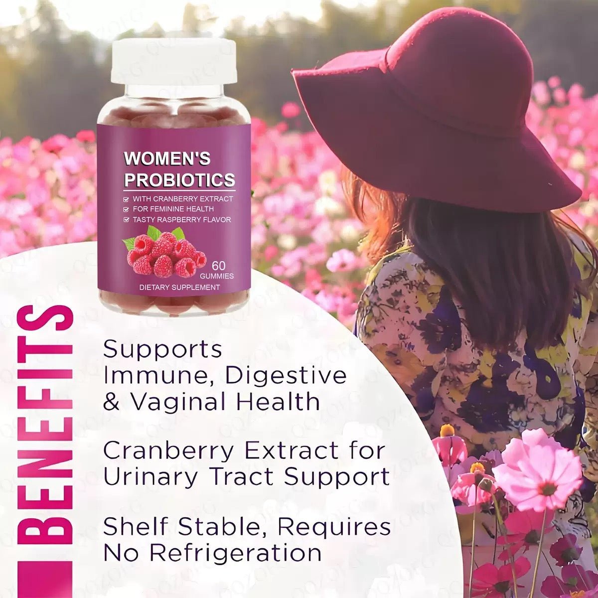 Women's Probiotic Gummies Raspberry Flavor - BusDeals