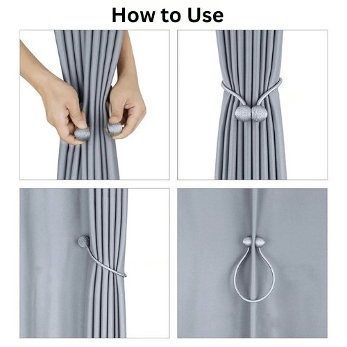 1 Pair Magnetic Curtain Tiebacks, Blue Color, Tie Rope Accessory Backs Holdbacks Buckle Clips Hook Holder Home Decor. - BusDeals