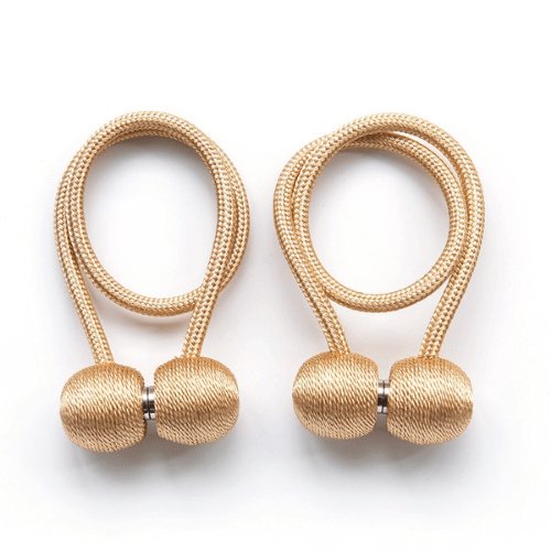 1 Pair Magnetic Curtain Tiebacks, Golden Color, Tie Rope Accessory Backs Holdbacks Buckle Clips Hook Holder Home Decor. - BusDeals