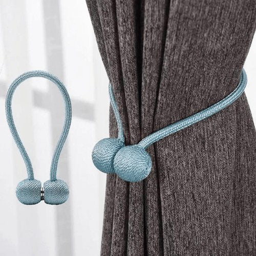 1 Pair Magnetic Curtain Tiebacks, Lake Blue Color, Tie Rope Accessory Backs Holdbacks Buckle Clips Hook Holder Home Decor. - BusDeals