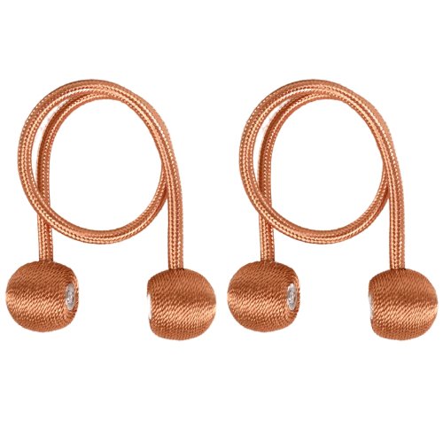 1 Pair Magnetic Curtain Tiebacks, Light Brown Color, Tie Rope Accessory Backs Holdbacks Buckle Clips Hook Holder Home Decor. - BusDeals