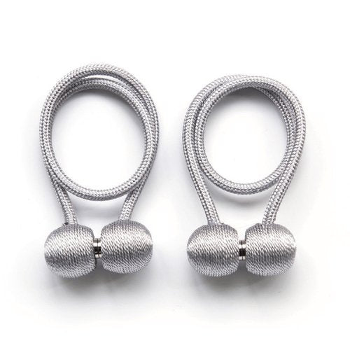 1 Pair Magnetic Curtain Tiebacks, Silver Color, Tie Rope Accessory Backs Holdbacks Buckle Clips Hook Holder Home Decor. - BusDeals