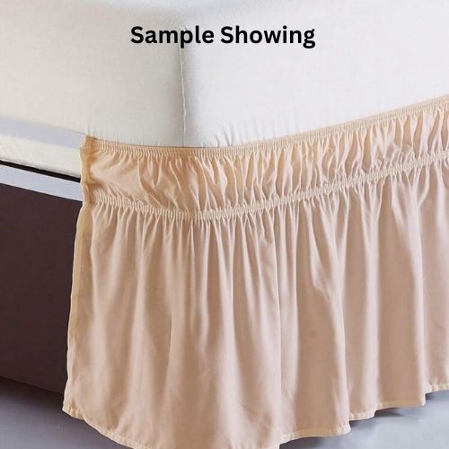 1 Pc. Various Sizes Elastic Bed Skirt Ruffles Solid Color Cream. - BusDeals