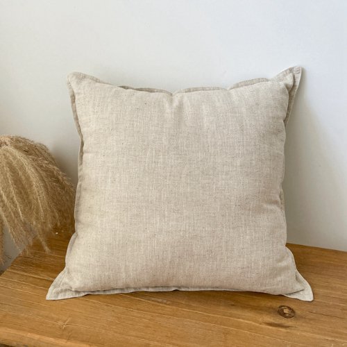 1 Piece 50*50cm Size, 100% Linen Cushion Cover, Solid Beige - BusDeals