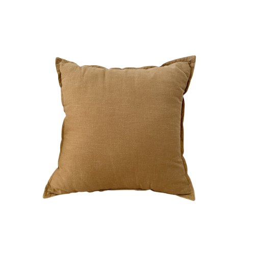 1 Piece 50*50cm Size, 100% Linen Cushion Cover, Solid Brown Bean. - BusDeals
