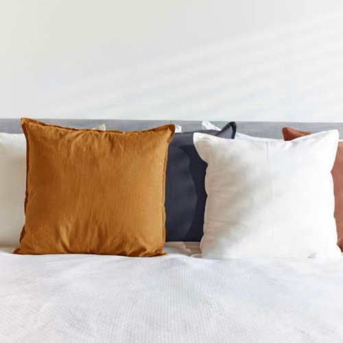 1 Piece 50*50cm Size, 100% Linen Cushion Cover, Solid Ivory. - BusDeals