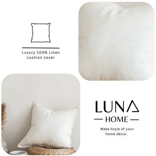 1 Piece 50*50cm Size, 100% Linen Cushion Cover, Solid Ivory. - BusDeals