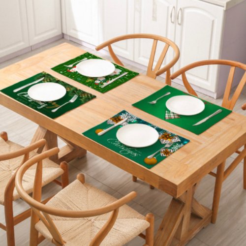 1 Piece christmas placemat water proof linen, Christmas balls design - BusDeals