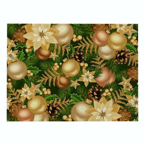 1 Piece christmas placemat water proof linen, Christmas balls design - BusDeals