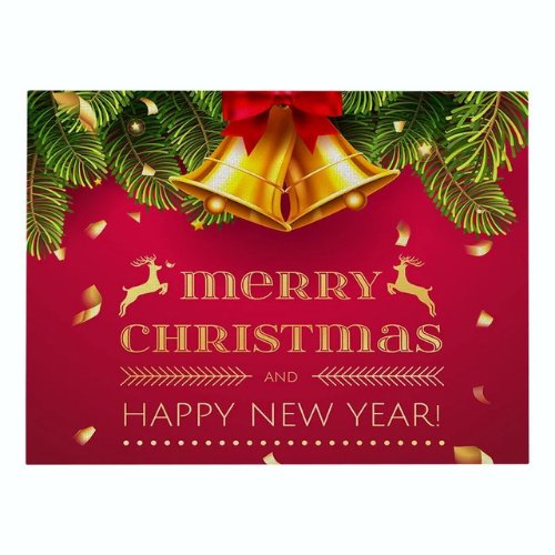 1 Piece christmas placemat water proof linen, Christmas bell design red color - BusDeals