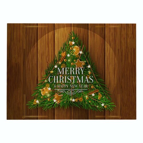 1 Piece christmas placemat water proof linen, Christmas tree design - BusDeals