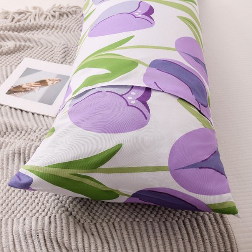 1 Piece Long Body Pillow Case, Beautiful Purple Tulips Design , BusDeals Today
