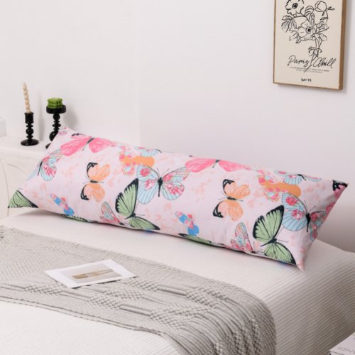 Piece Long Body Pillow Case, Pink Color Butterfly Design