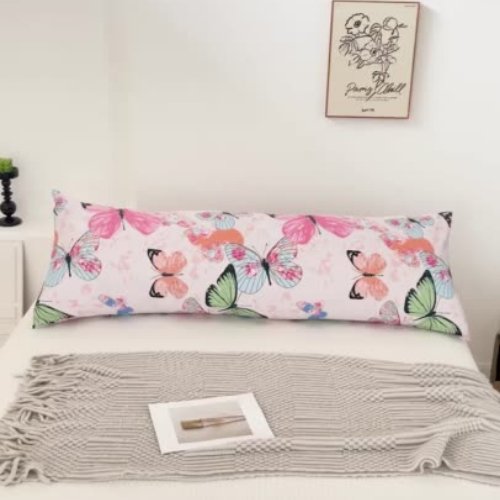 1 Piece Long Body Pillow Case, Pink Color Butterfly Design, BusDeals Today
