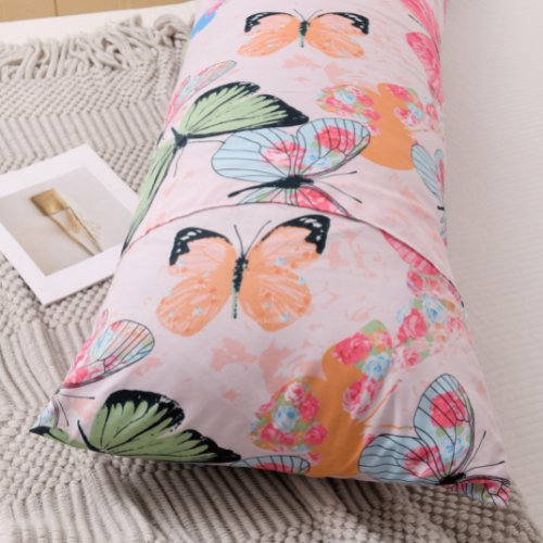 1 Piece Long Body Pillow Case, Pink Color Butterfly Design, BusDeals Today