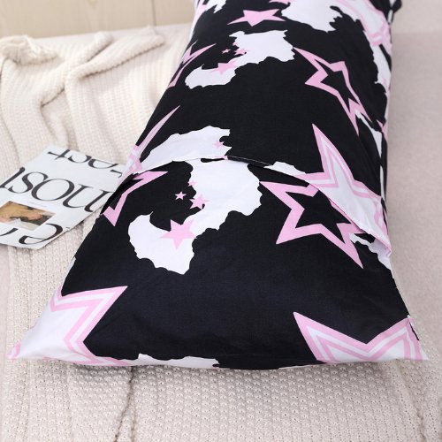1 Piece Long Body Pillow Case, Pink Stars Design.